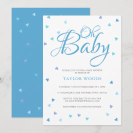 Baby blue Kärlek Hearts Baby Shower / Sprinkle Inbjudningar