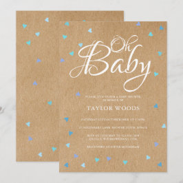 Baby blue Kärlek Hearts Baby Shower / Sprinkle Inbjudningar