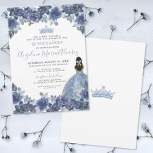 Baby Blue Klänning Quinceanera Inbjudan