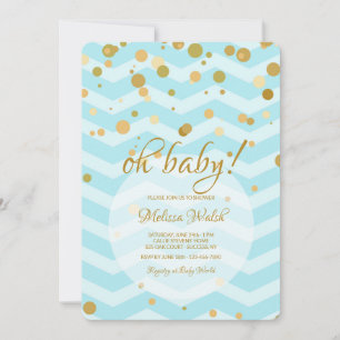 Baby blue konfetti babyskor inbjudningar