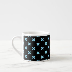 Baby blue kor-stygn på svart espressomugg