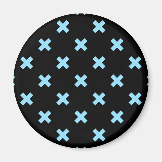 Baby blue kor-stygn på svart magnet (Framsidan)
