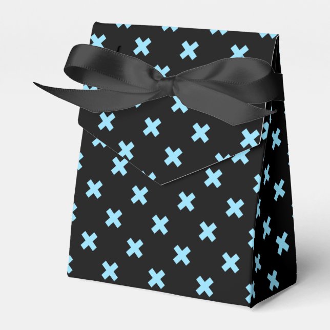 Baby blue kor-stygn på svart presentaskar (Framsidan Sidan)
