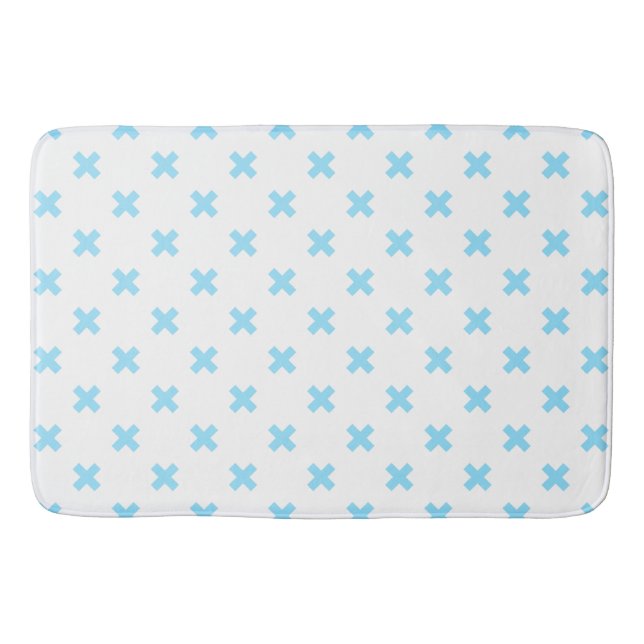 Baby blue kor stygn på vitt badrumsmatta (Framsidan)