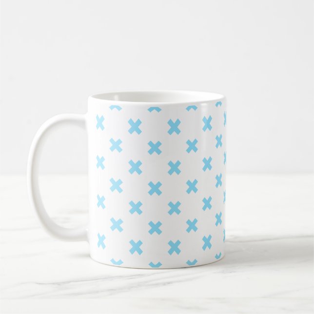 Baby blue kor stygn på vitt kaffemugg (Vänster)
