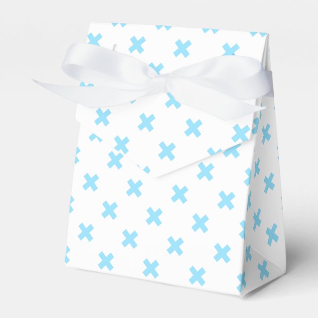 Baby blue kor stygn på vitt presentaskar (Framsidan Sidan)