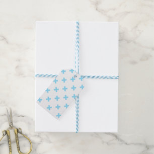 Baby blue kor stygn på vitt presentetikett