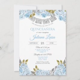 Baby blue kvitten, lätt blå mexikansk quinceanera inbjudningar