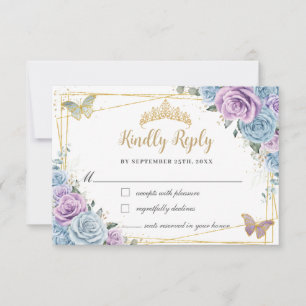Baby blue Lila Lilac Blommigt Quinceañera Sweet 16 OSA Kort