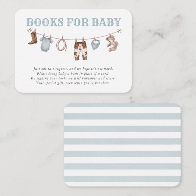 Baby Blue Little Cowboy Books for Baby Tilläggskort (Fram/baksida)