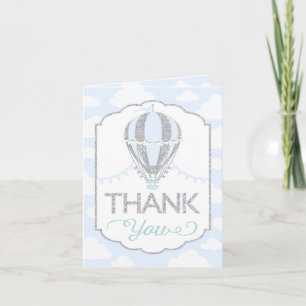 Baby blue Luftballong Silver Glitter Tack Kort