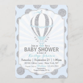Baby blue luftballongbaby shower inbjudningar