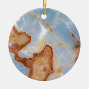 Baby blue marmor med rostig Veining Julgransprydnad Keramik
