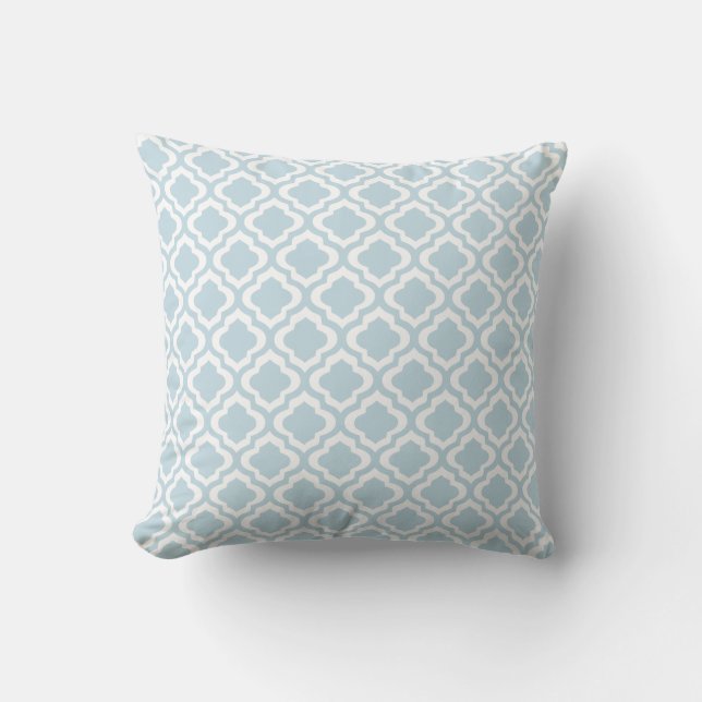 Baby blue marockansk spaljéQuatrefoil klöver Kudde (Framsida)