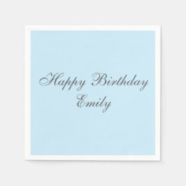 Baby Blue Minimalist Birthday Party Napkins Pappersservett