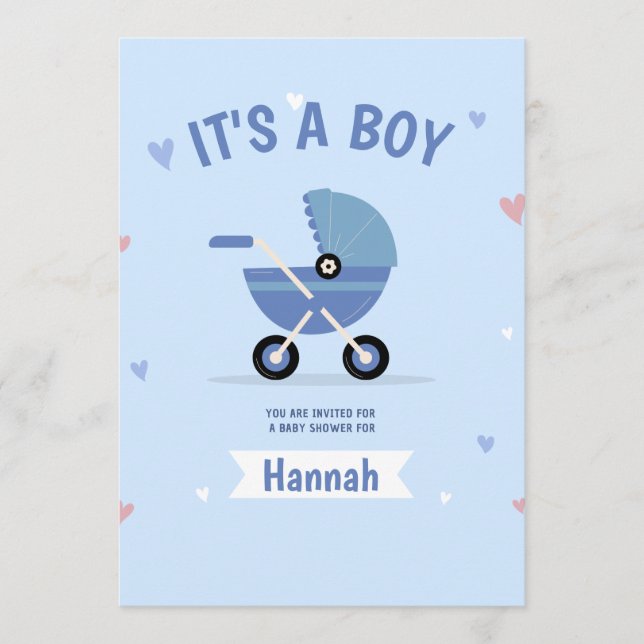 Baby Blue Minimalistisk Pojke Bebis Shower Inbjuda Meny (Framsida)