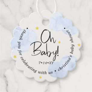Baby blue moln Oh Baby Tack Gåvor Etiketter