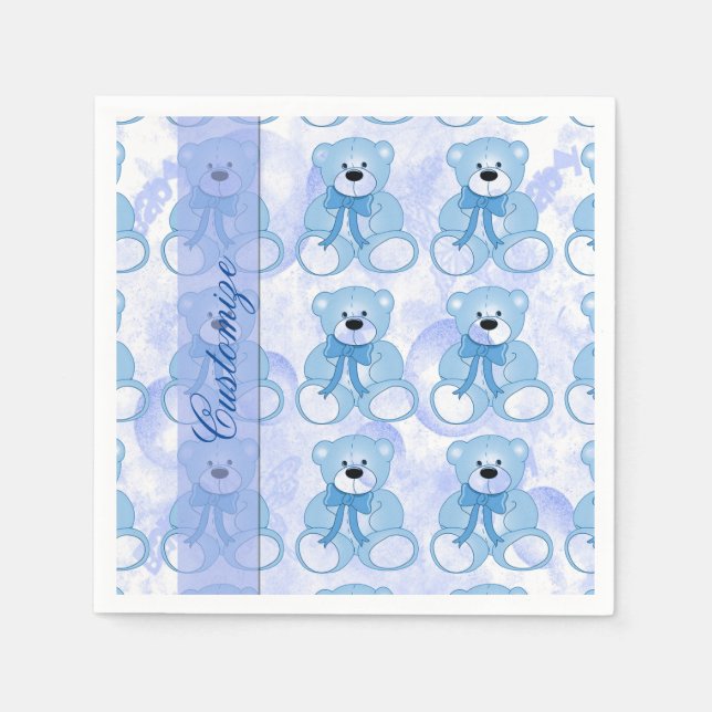 Baby blue Nalle Mönster Napkins Pappersservett (Framsidan)