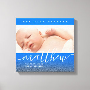 Baby blue nyfödda Baby Photo Glitter Canvastryck