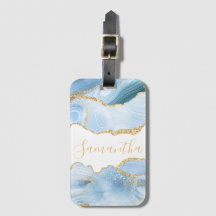baby blue och faux Guld Glitter marble Agate