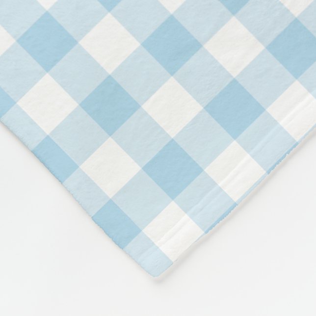 Baby blue och för vit Gingham kontrollerat mönster Fleecefilt (Hörn)