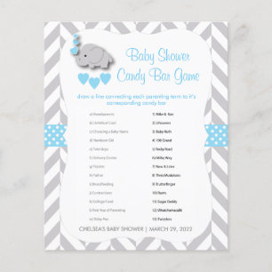 Baby blue och Grått Elephant Baby Shower - Candy P Flygblad