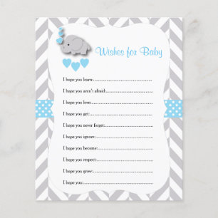 Baby blue och Grått Elephant Baby Shower - Önskemå Flygblad
