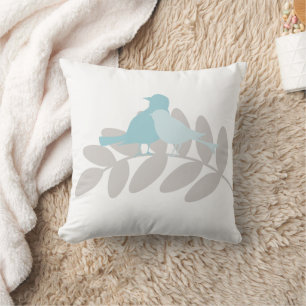 Baby blue och Grått fåglar Kudde