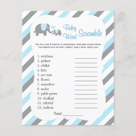 Baby blue och Grått Rand Elephant - Skramble Flygblad