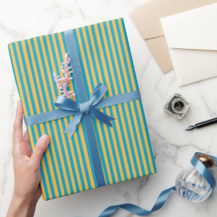 Baby blue och Gult Narrow Rand Presentpapper