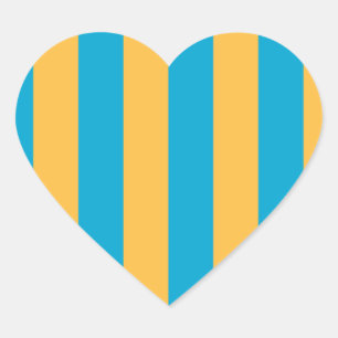 Baby blue och Gult Rand Hjärtformat Klistermärke