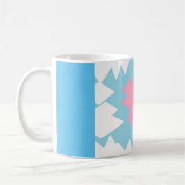 Baby blue och pastelliserad rosa med vit design sö kaffemugg