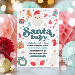 Baby blue och röda julskuvret inbjudningar