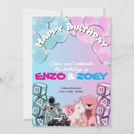 Baby blue och Rosa, inbjudan till två födelsedagar