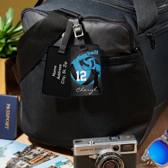 Baby blue och svart sportboll bagagebricka (Fram & Baksida)