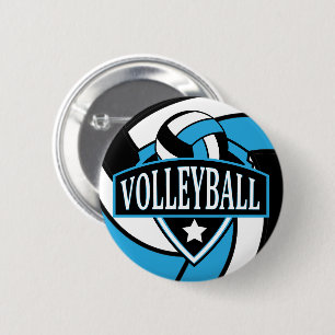 Baby blue och svart Volleyball-Logotyp Knapp
