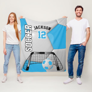 Baby blue och vit fotbojor med DIY-text Fleecefilt