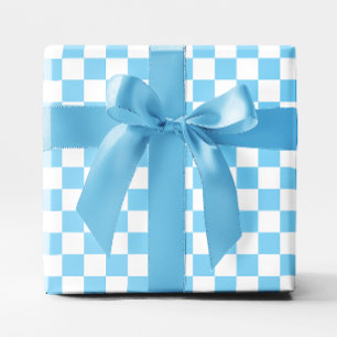 Baby blue och vit kontroll presentpapper