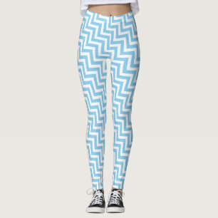 Baby blue och vit liten Storlek diagonalspett Leggings