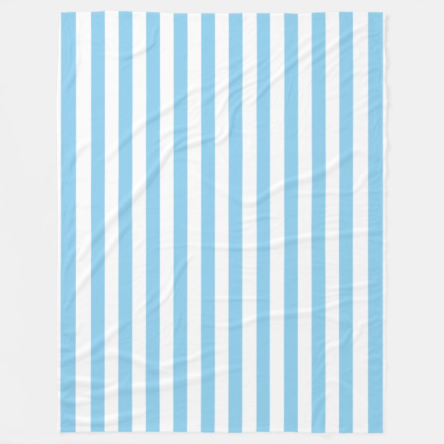 Baby blue och vit Rand Fleece Blanket (Framsidan)