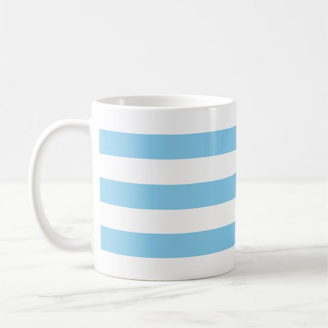 Baby blue och vit stor våg. Rand Mönster Kaffemugg (Vänster)