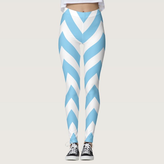 Baby blue och vit Storlek Chevron Leggings (Framsida)