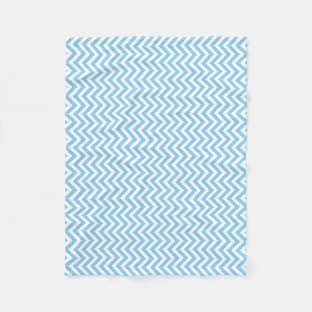Baby blue och vit Storlek Lodrät Chevron Fleecefilt (Framsidan)