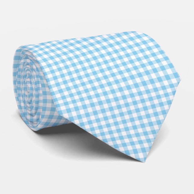 Baby blue och vita medelStorleka Gingham-kontrolle Slips (Rullad)