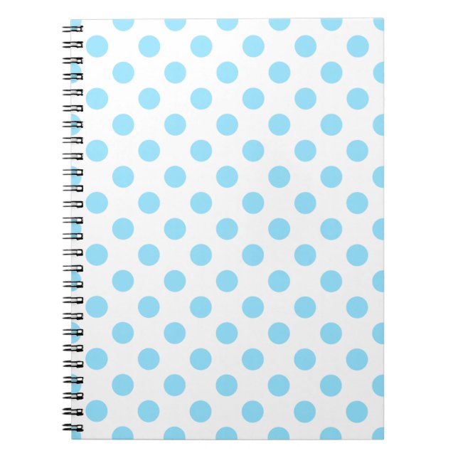Baby blue och vita polka dots anteckningsbok (Framsidan)