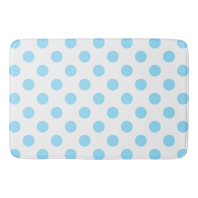 Baby blue och vita polka dots badrumsmatta (Framsidan)