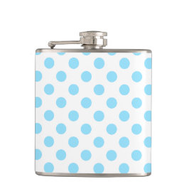 Baby blue och vita polka dots fickplunta