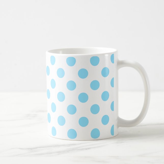Baby blue och vita polka dots kaffemugg (Höger)