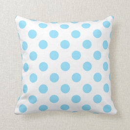 Baby blue och vita polka dots kudde