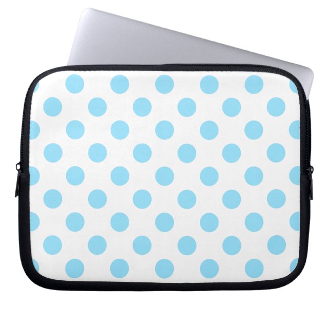 Baby blue och vita polka dots laptop fodral (Framsidan)